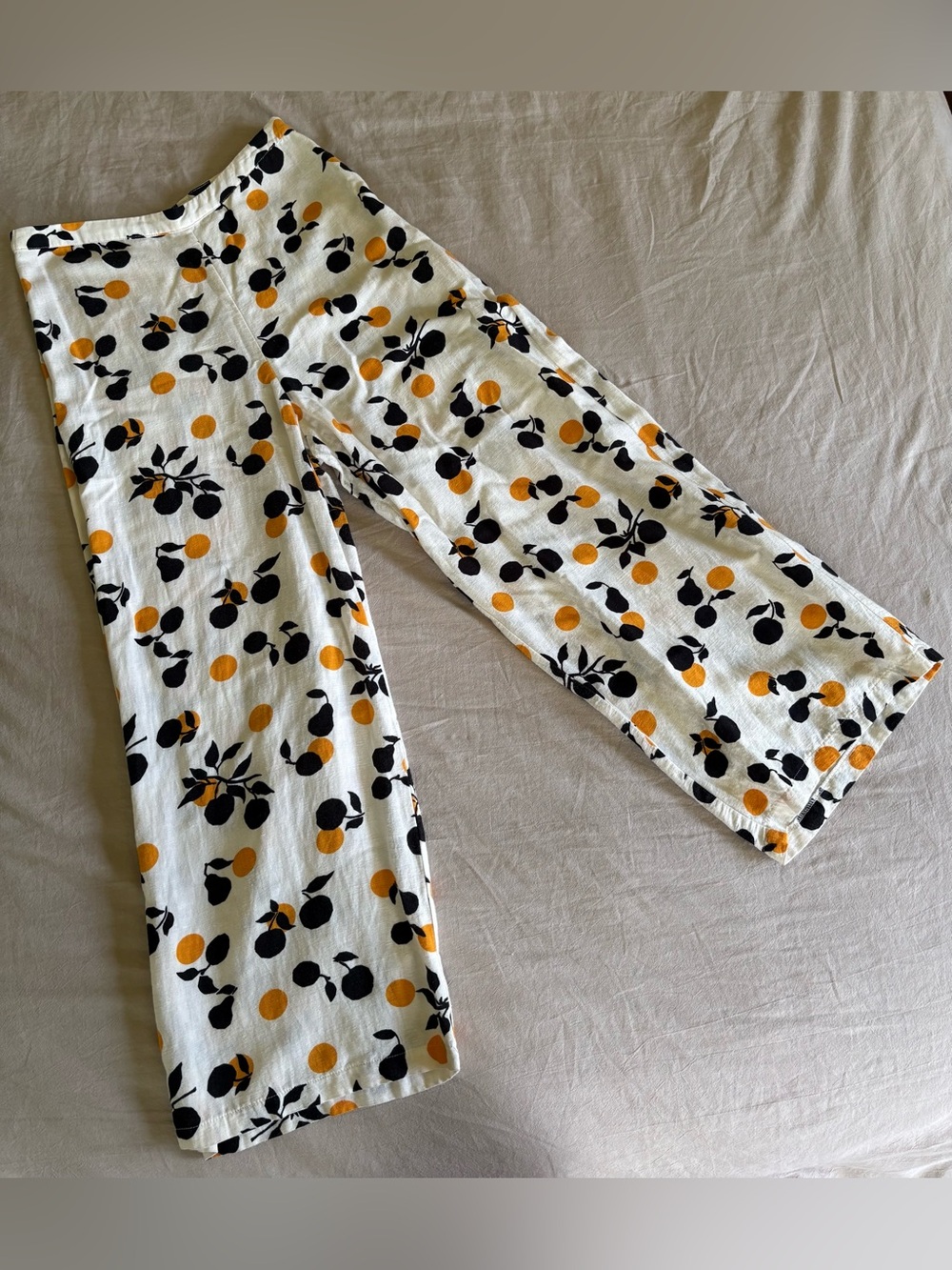Topshop Frida Wide-Leg Pants with Yellow Dot & Black Leaf Print